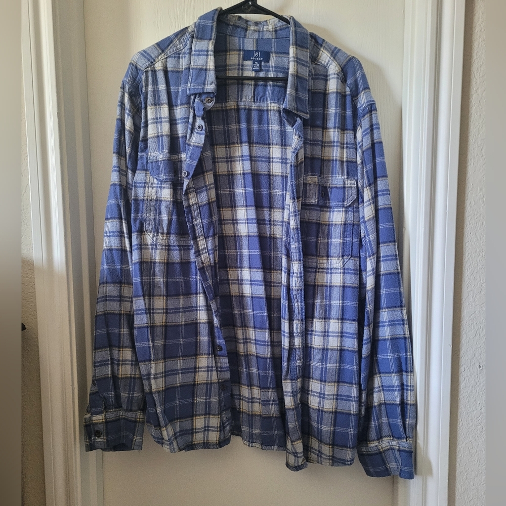 Blue Plaid Flannel Button Down